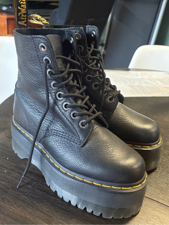 Dr. Martens Shoes - Dr. Martens 1460 Pascal Max Black Leather Platform Boots Lace Ups